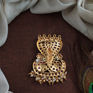 Kemp Goddess Pendant | Naag Shape Design with Lord Krishna Motif | Traditional Temple Jewellery