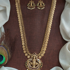 Antique Kasumalai Necklace Set with Kemp Goddess Pendant & Matching Earrings