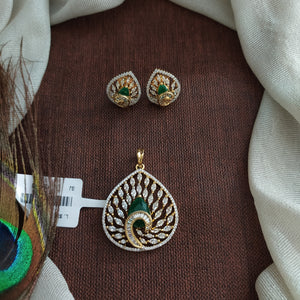 Statement Diamond Look Pendant Set with Earrings | Premium CZ Zircon Jewelry