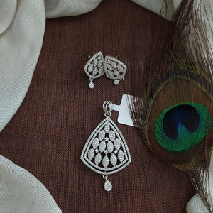 Full white designer zircon pendant sets in silver finish, and diamond finish