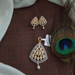 Full white designer zircon pendant sets in silver finish, and diamond finish