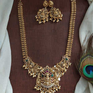 Antique Lakshmi V-Shaped Long Haram Set | Grand Traditional Temple Jewellery