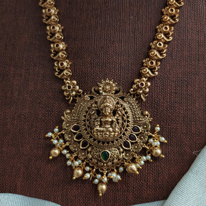 Antique Lakshmi Long Haram Set | Traditional Temple Jewellery Statement Necklace