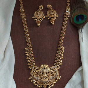 Antique Lakshmi Long Haram Set | Traditional Temple Jewellery Statement Necklace