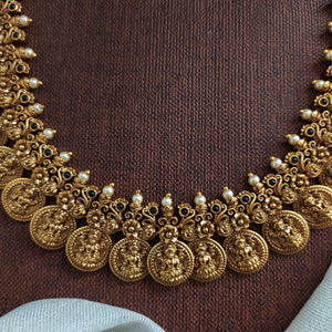 Traditional Kaasumala Long Haram Set with Nakshi Work & Matching Jhumka