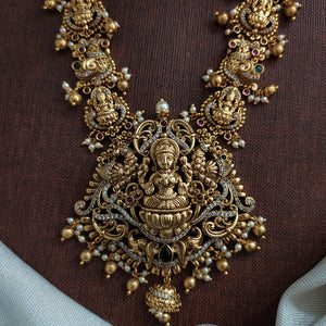 Antique Lakshmi Long Haram Set | Traditional Temple Jewellery Statement Necklace