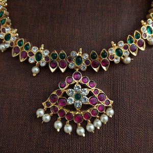 Gold Finish Real Araku Kemp Close Necklace with Pendant – Traditional Temple Jewellery