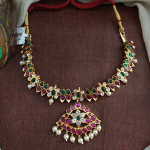 Gold Finish Real Araku Kemp Close Necklace with Pendant – Traditional Temple Jewellery