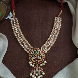 Gold Plated Real Araku Kemp Pendant Short Necklace – Traditional Temple Style Jewellery