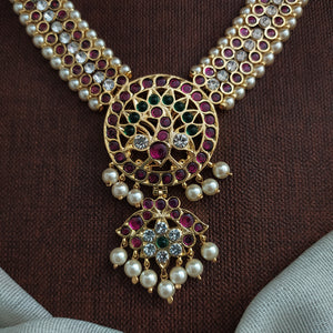 Gold Plated Real Araku Kemp Pendant Short Necklace – Traditional Temple Style Jewellery
