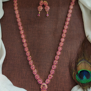 Real Color Stone AD Long Haram Set | Semi-Precious Stones |