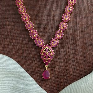 Real Color Stone AD Long Haram Set | Semi-Precious Stones |