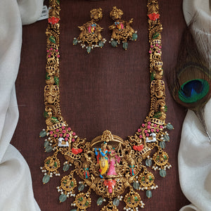 Grand Radha Krishna Temple Necklace – Vrindavan Garden Scene South Indian Bridal Jewellery