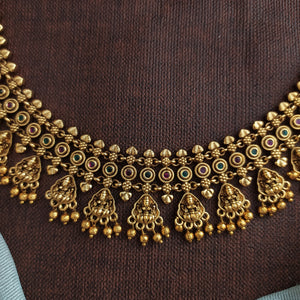 Antique Lakshmi Necklace Set with Golden Ball Hangings – Pure Gold Look