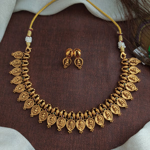 Antique Mango Lakshmi Kaasumala Short Necklace Set with Matching Earrings