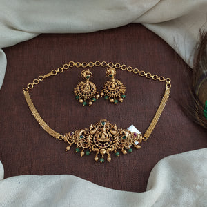Antique Lord Krishna Choker Necklace – Small Traditional Pendant Choker