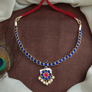 Traditional Araku Addigai Necklace in Blue & Green – Vintage Temple Style Jewellery