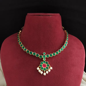 Traditional Araku Addigai Necklace in Blue & Green – Vintage Temple Style Jewellery