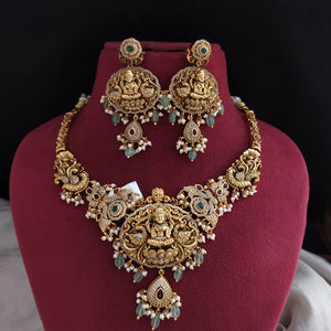 Antique Lakshmi Nakshi Kanti Necklace Set – Traditional Temple Jewellery with Earrings