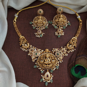 Antique Lakshmi Nakshi Kanti Necklace Set – Traditional Temple Jewellery with Earrings