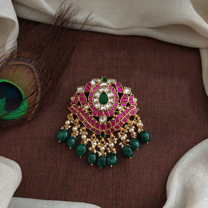 Premium Jadau Kundan Heritage Pendant – Gold Finish Jewellery
