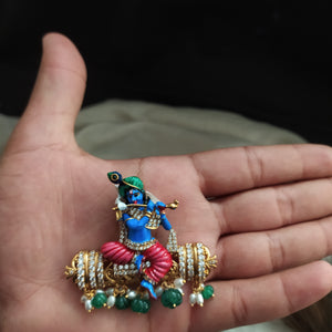Meenakari Shree Krishna Pendant – Krishna on Swing Traditional Statement Pendant