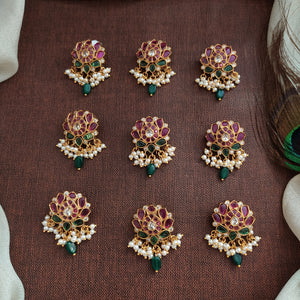 Kemp Stone Braid Hair Accessories – Traditional Choti Jewellery Set of 9 Pieces