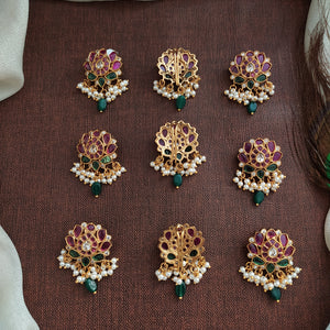 Kemp Stone Braid Hair Accessories – Traditional Choti Jewellery Set of 9 Pieces