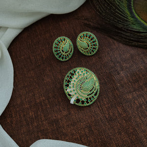  Zircon Stones Pendant Set in Green Color