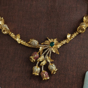 Antique Designer Floral Flexible Hasli Necklace Set – Elegant Gift for Her
