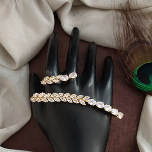 Trending Zircon Stone Palm Cuff – Hand Jewellery in Gold & Rhodium Finish