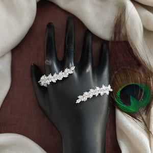 Aarika Palm Cuff Bracelet – Elegant Hand Jewellery in Rhodium & Gold Finish