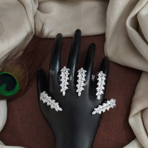Zircon Hand Accessories / Knuckle Rings – Rhodium Finish Party & Sangeet Jewellery