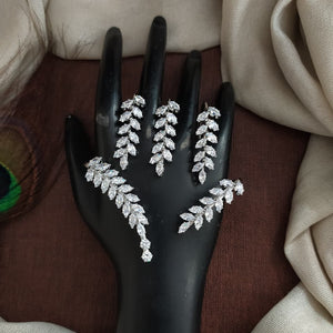 Zircon Hand Accessories / Knuckle Rings – Rhodium Finish Party & Sangeet Jewellery
