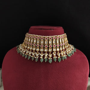 Designer Jadau Kundan High Neck Choker Set with CZ Stones & Matching Studs