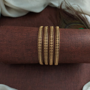 Plain Antique Bangle Set (4 Pieces) – Traditional Stackable Bridal Bangles