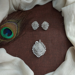 Zircon Pendant Set | Elegant CZ Pendant with Matching Studs