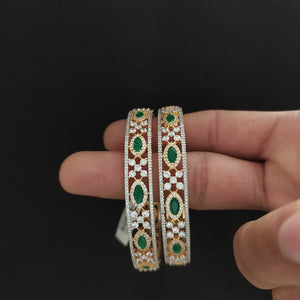 Zircon Stone Bangles – Diamond, Victorian & Silver Finish | Micro CZ Stones