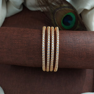 Zircon Stone Bangles | Silver (Rhodium) & Gold Plated Finish | Ruby, Green & White