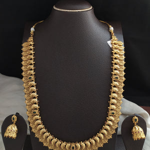 Antique Kaasu Long Haram Set with Jhumkas – Peacock Nakshi Coin Layering Jewellery
