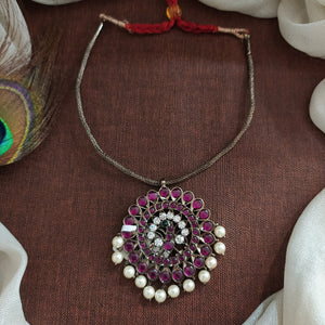 Designer Chain Necklace with Oxidised Araku Round Pendant – Modern Traditional Fusion Jewellery