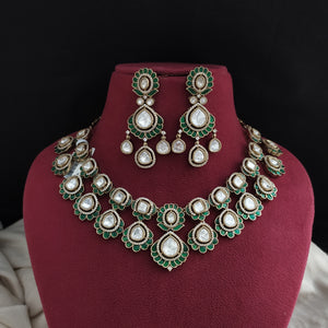 Elegant Polki Kundan Necklace Set – Victorian Finish