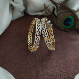 Diamond Finish Full White Zircon Openable Bangles | Real Diamond Look | Pair