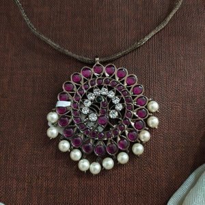 Designer Chain Necklace with Oxidised Araku Round Pendant – Modern Traditional Fusion Jewellery
