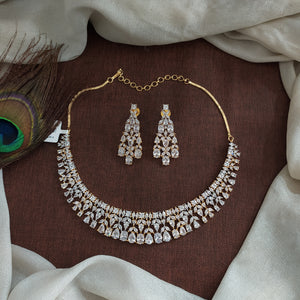 Zircon Necklace Set with Diamond Setting – Two Finishes