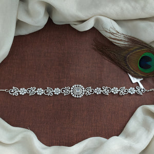 Zircon Seeshphool in Rhodium Finish – North Indian Style Hair Accessory