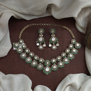 Elegant Polki Kundan Necklace Set – Victorian Finish