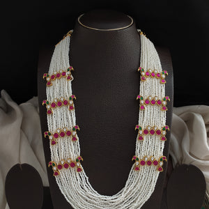 Pearl Mala Set with Jadau Kundan Pendants – Traditional Bridal Jewellery