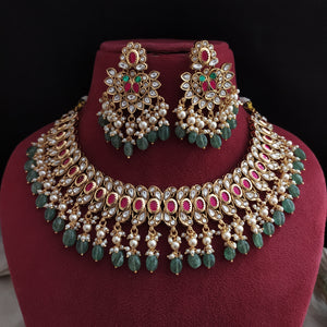Traditional Paachi Kundan Jewellery Set – Handcrafted Bridal Necklace with Earrings