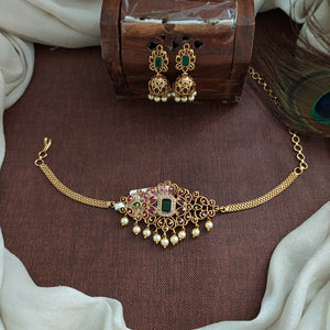 Antique Traditional Choker Set with Jhumki